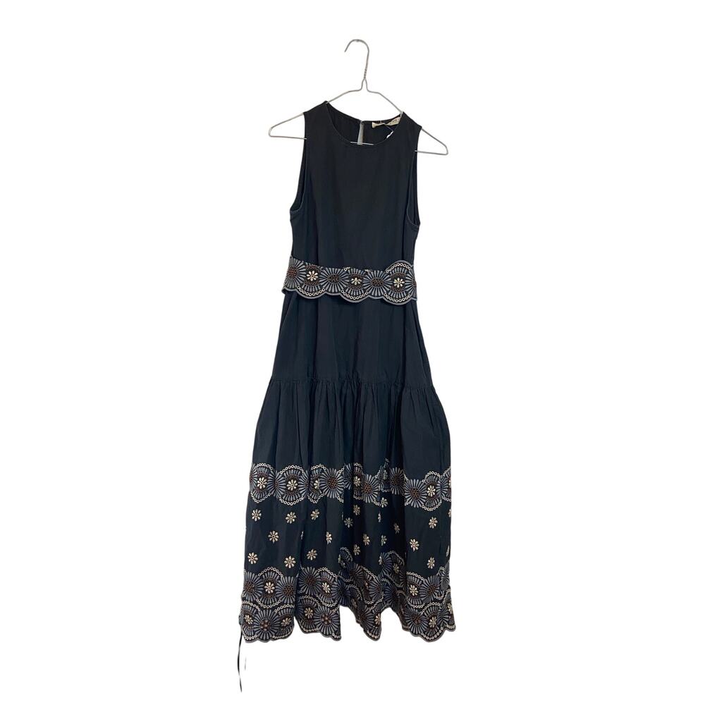Vanessa Bruno Alais Embroidered Midi Dress Size 34